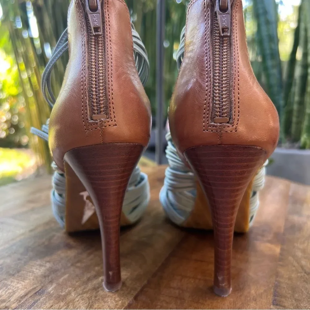 Gianni Bini Strappy Leather Heels in Dusty Blue 🔥🔥🔥 size 7.5